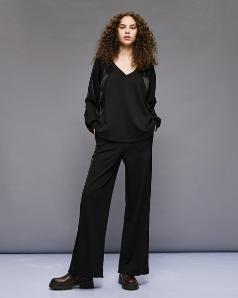 Access Fashion 2184 Blouse with satin details Black