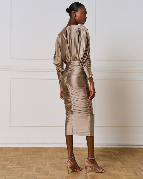 Access Fashion 3081 Wrap dress with gatherings Bordo