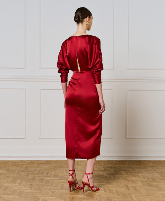 ACCESS FASHION Satin wrap dress 3329 RED