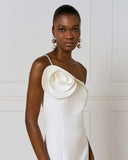 Access Fashion 3332 Long dress with a flower Green