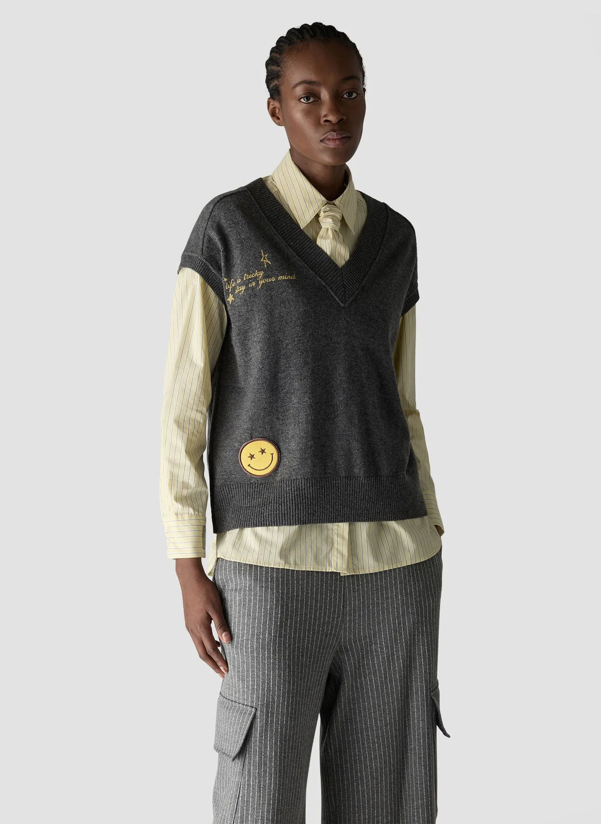 LCMT 623620 knitted tank with patches