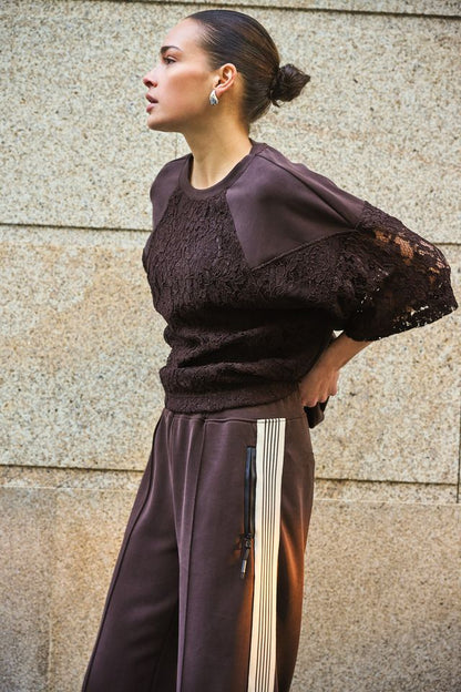 ESQUALO F26 05506 Trousers tape modal. Cacao