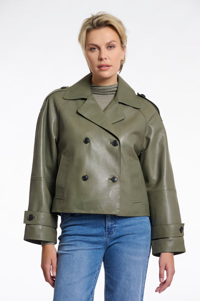 Rino & Pelle  LOTTE DOUBLE BREASTED LEATHER JACKET- Green Ash
