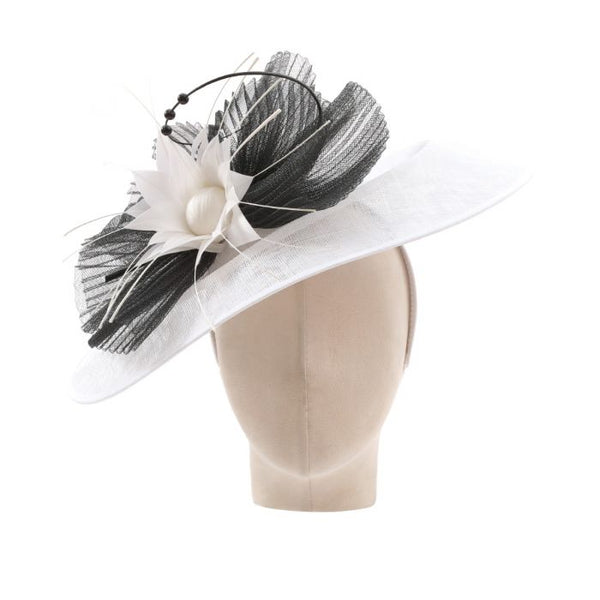 Peach GH202305 Black/White Large Fascinator