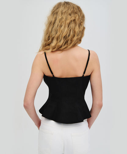 Access fashion 2034 peplum top with ties BLACK