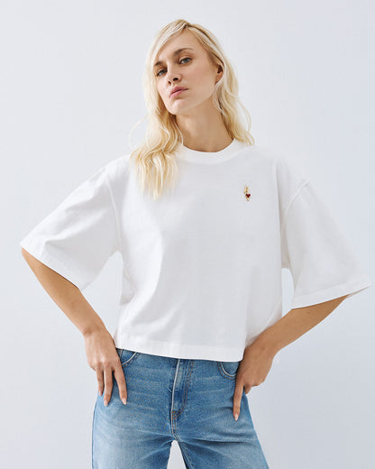 Access fashion t-shirt with metallic monogram & heart detail