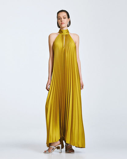 Access Fashion 3316 pleated Halter neck dress CITRO