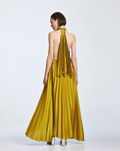 Access Fashion 3316 pleated Halter neck dress CITRO