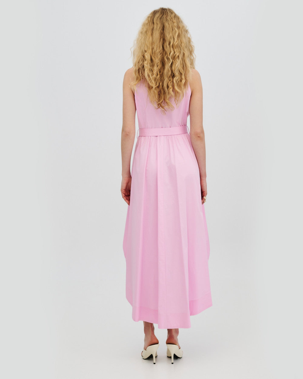 Access fashion asymmetric shirt dress PINK