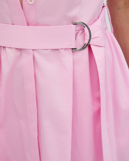 Access fashion asymmetric shirt dress PINK