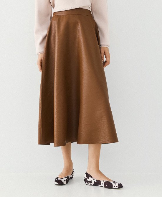 Access fashion 6052  Faux leather midi skirt