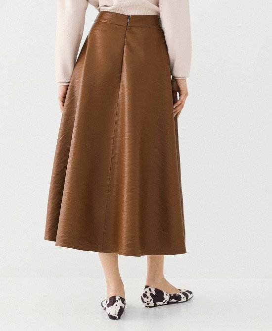 Access fashion 6052  Faux leather midi skirt