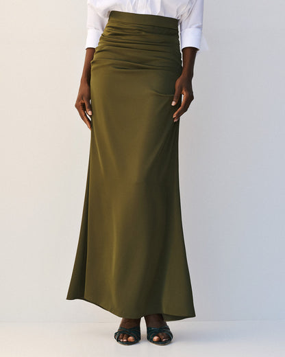 Access Fashion 64-6009-113 Maxi satin skirt with ruching
