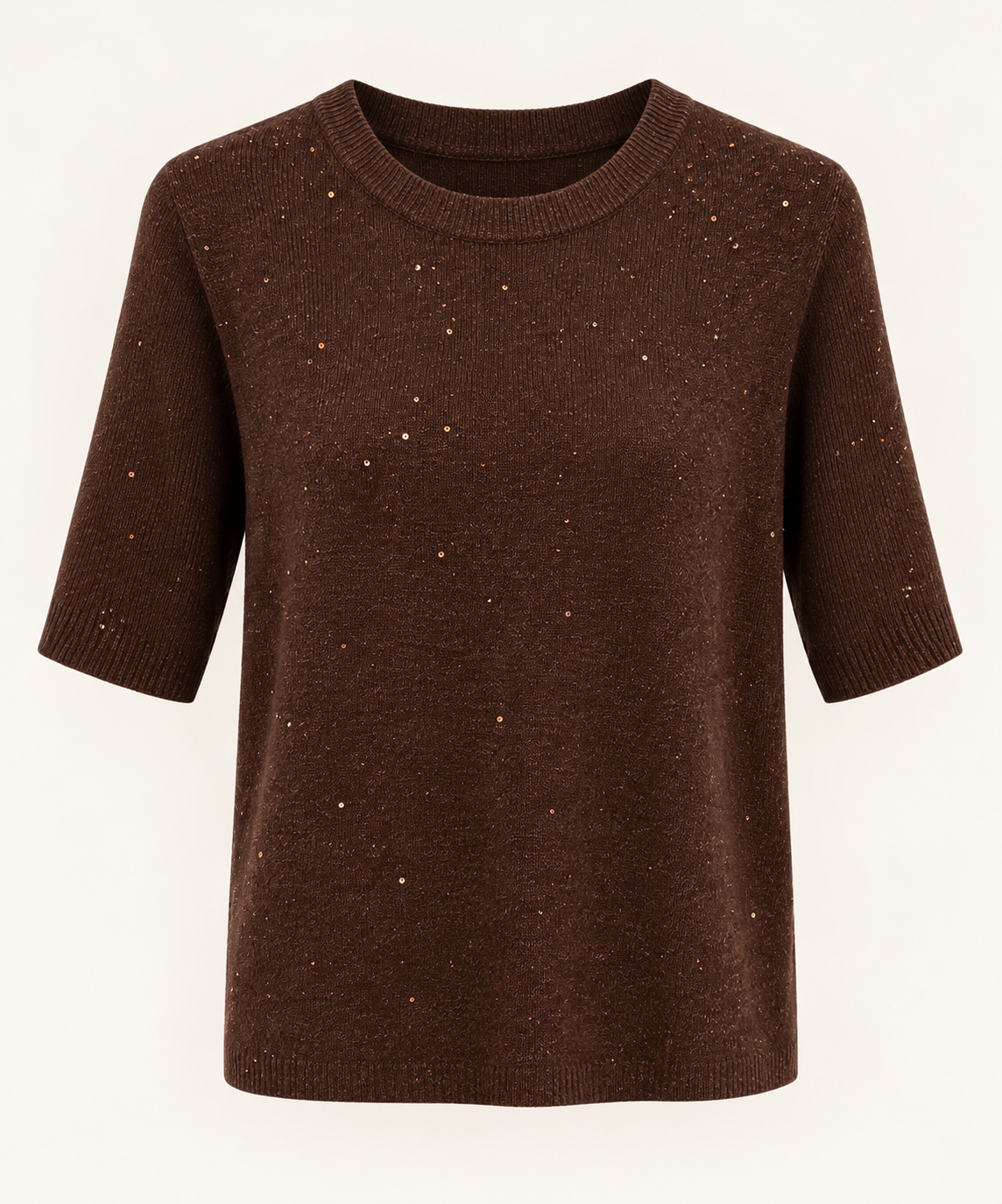 ESQUALO F26 02539 Knitted top, short sleeves, fancy strass