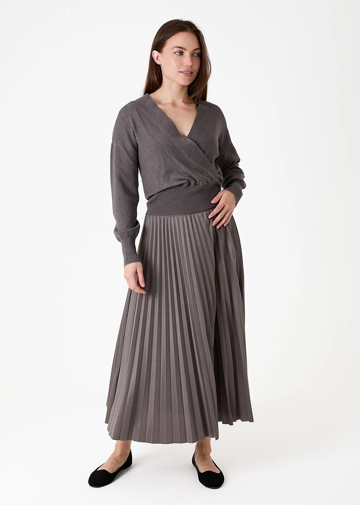 Dreams London AA0508 Pleated Sparkle Midi Skirt