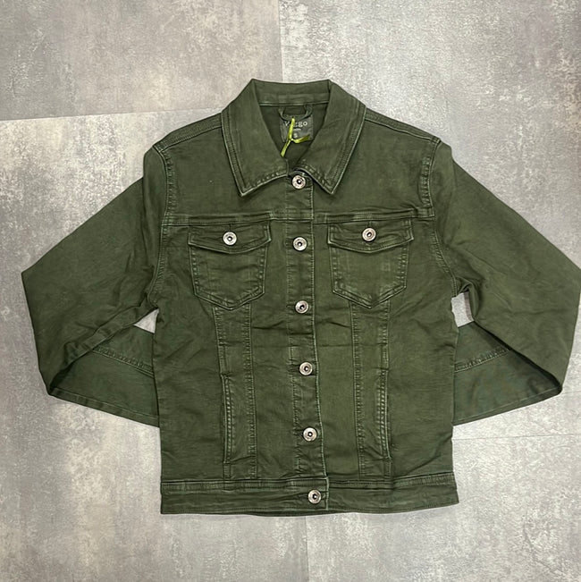 Revolve stretch denim forest green jacket