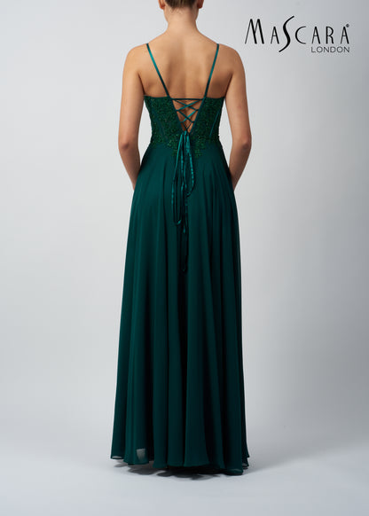 Mascara MC119321 Embelished tie back chiffon  dress Forest