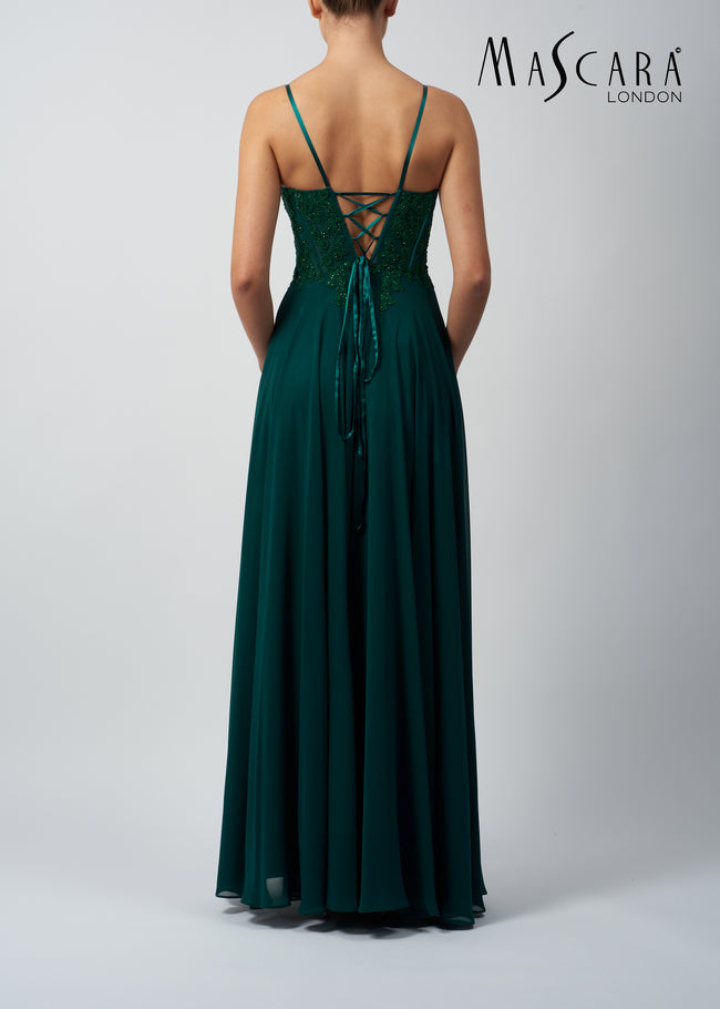 Mascara MC119321 Embelished tie back chiffon  dress Forest