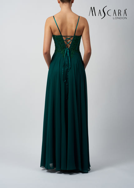 Mascara MC119321 Embelished tie back chiffon  dress Forest