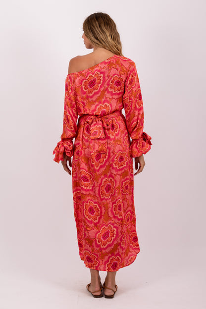 Sundress ELOISE LONG DRESS Merida on cupro coraly