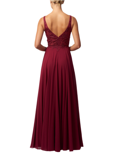 MASCARA MC19421 LACE BODICE CHIFFON DRESS