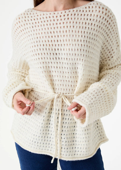 Dreams London AA0547 Slash Neck Holes Pointelle Jumper