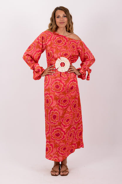 Sundress ELOISE LONG DRESS Merida on cupro coraly