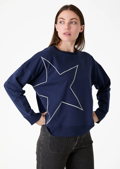 Dreams London AA0570 Star Embroidery Crew Neck Sweatshirt