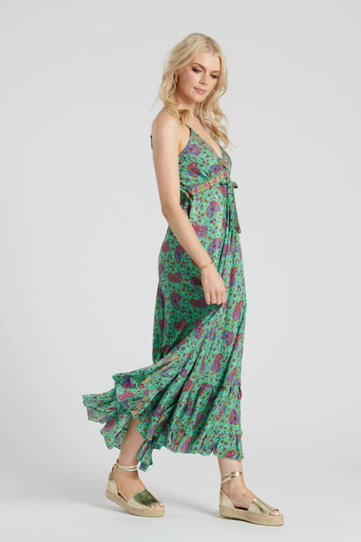 South beach  v neck  strappy dress with frill