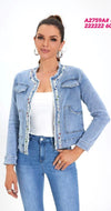 Frayed Edge pearl and crystal Denim jacket