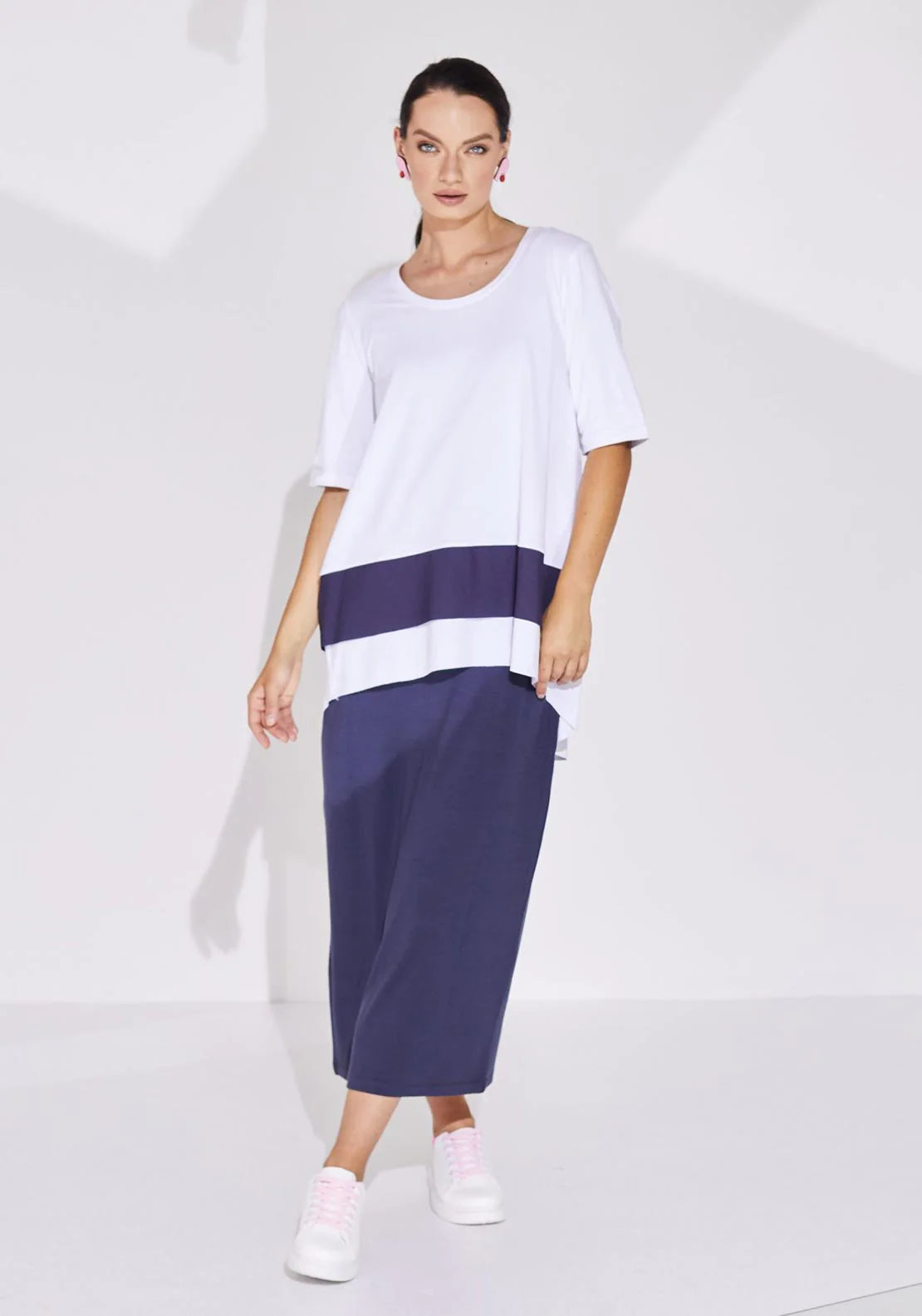 NAYA NAS24360 Jersey Top with Contrast Panel