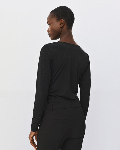 Access Fashion 64-2155-387 Draped blouse with rhinestones