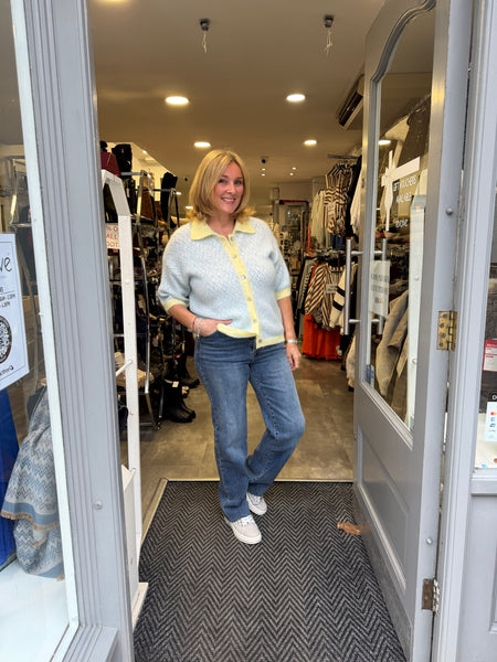 Sarah  cardigan  Blue/Yellow