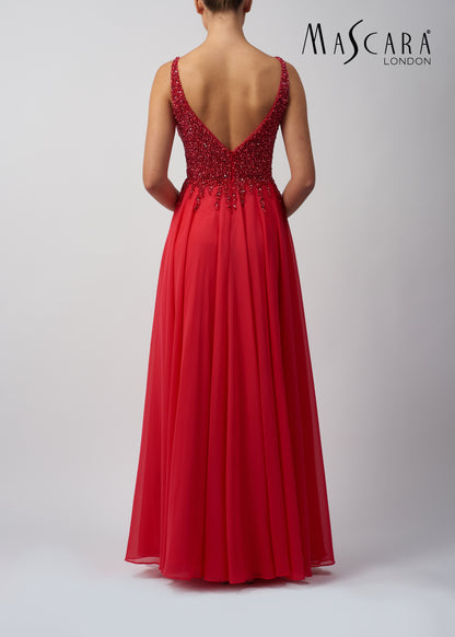 MC129515 Beaded top dress Raspberry