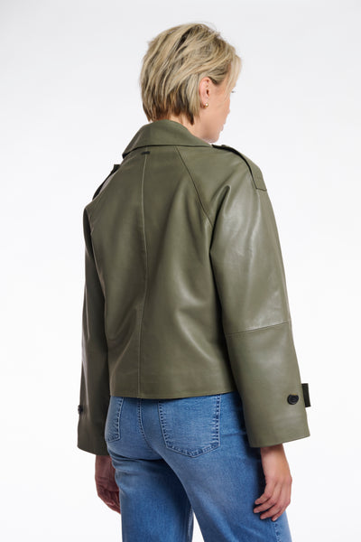 Rino & Pelle  LOTTE DOUBLE BREASTED LEATHER JACKET- Green Ash