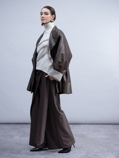 HAAKO Faux leather jacket H2026 Greige