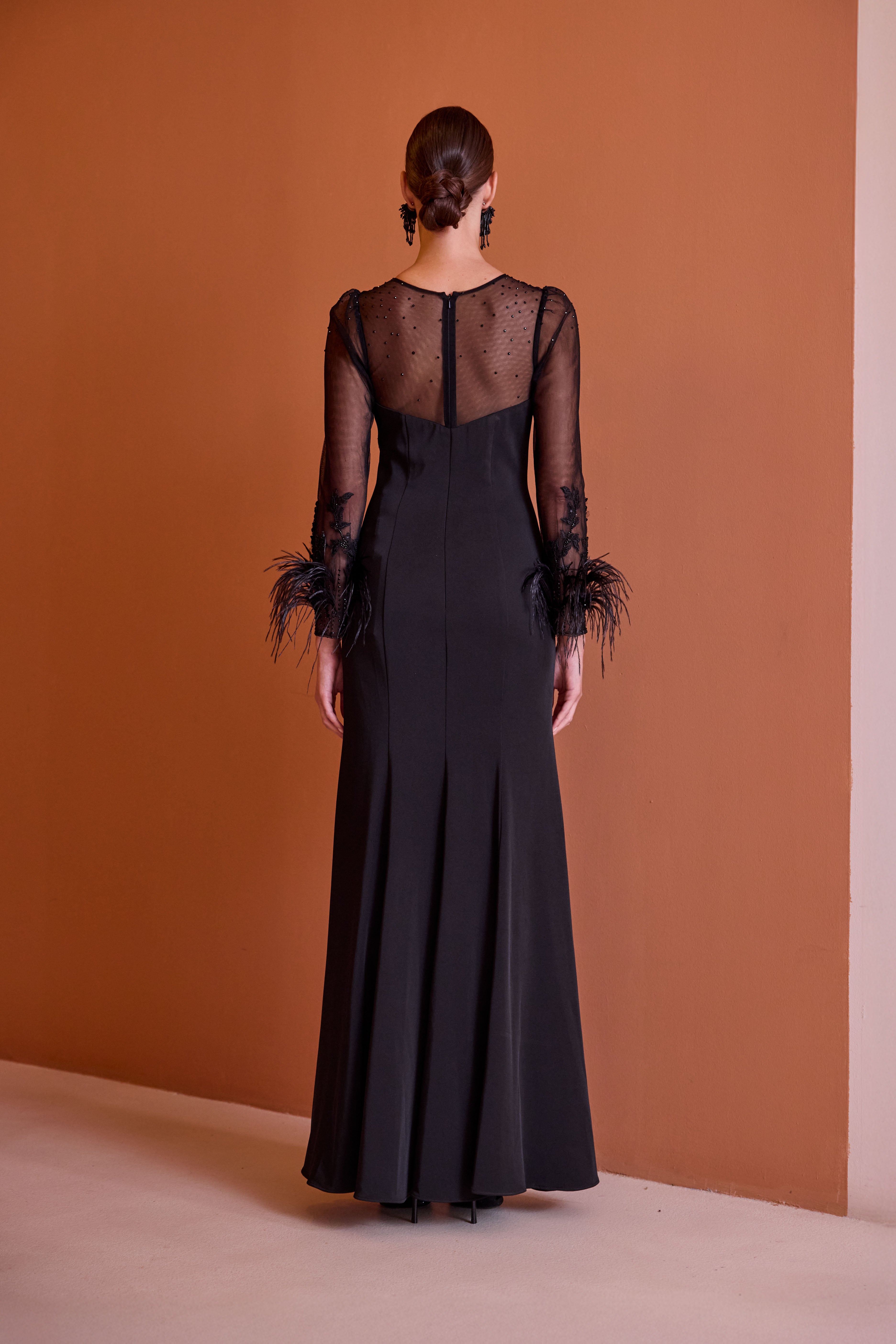 Carla ruiz  52729 Black satin long dress