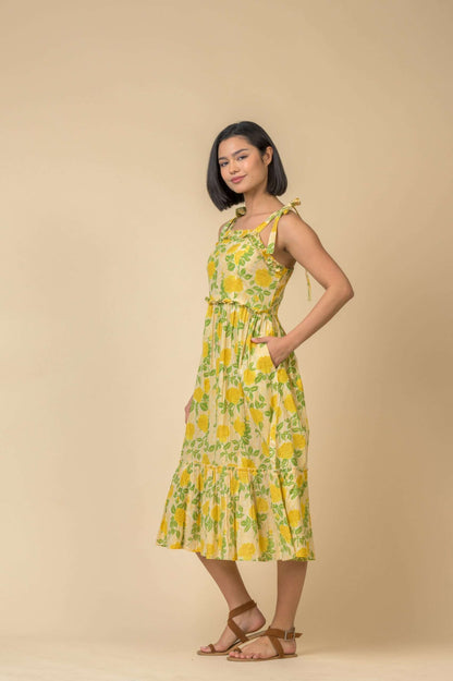 Handprint Dream AN1102-C. Alaya dress yellow flowers