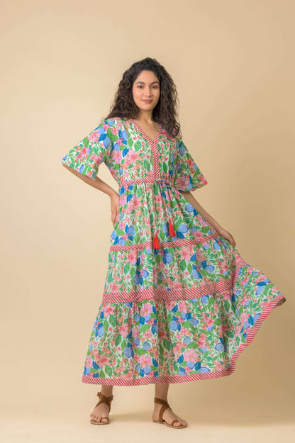 Handprint Dream AN1116C. Citrine Pink Blue dress