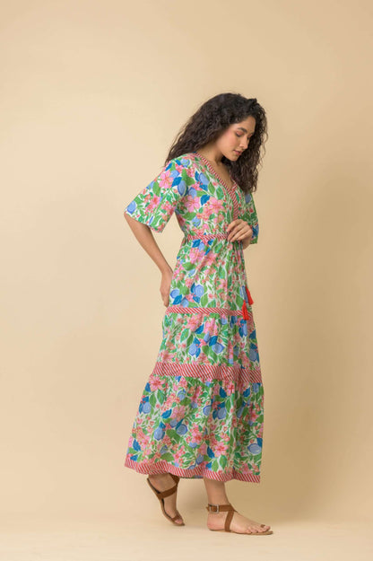 Handprint Dream AN1116C. Citrine Pink Blue dress