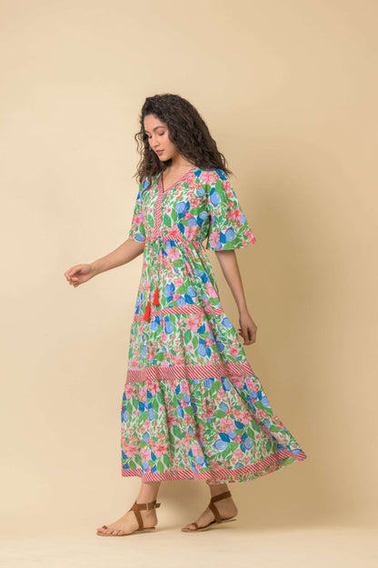 Handprint Dream AN1116C. Citrine Pink Blue dress