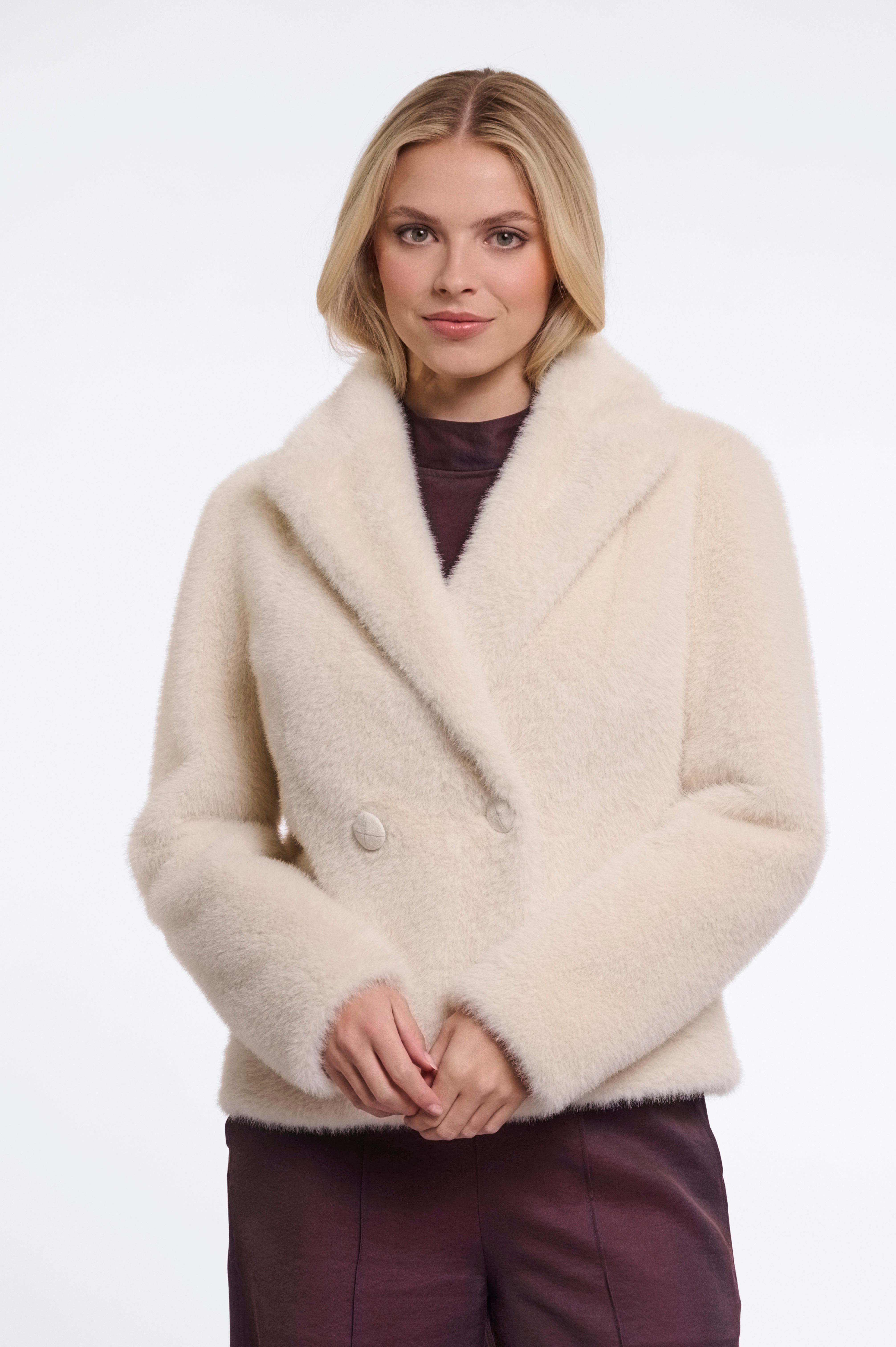 MAYLI SHORT DOUBLE BREASTED JACKET -BIRCH