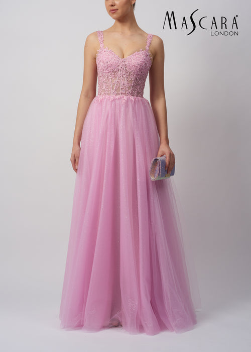 MC11347 EMBELLISHED TULLE DRESS PINK