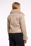 Rino & Pelle  BACIA FAUX FUR BIKER JACKET - Oat