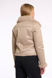 Rino & Pelle  BACIA FAUX FUR BIKER JACKET - Oat