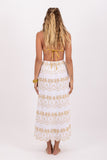 Sundress SANDY SKIRT white/gold palm trees