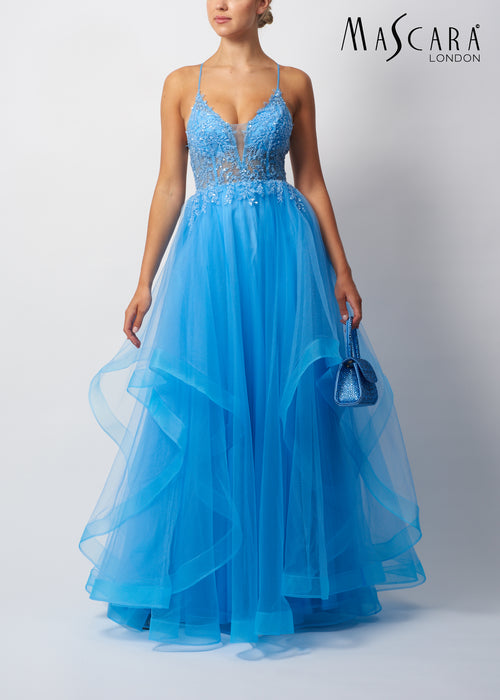 Mascara MC11341 Tie back tulle  Dress powder blue
