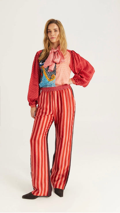 Me369 Nola printed tie shirt. Red aura