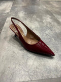 Slingback kitten heel. Wine