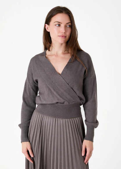 Dreams London AA0565 Cashmere Like Long Sleeve Wrap Front Jumper